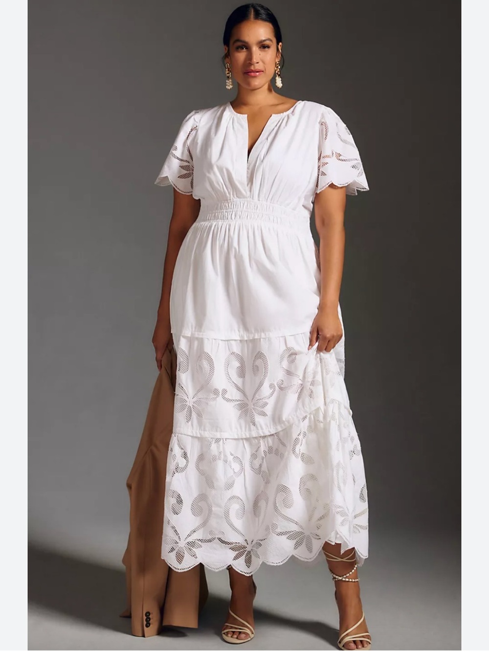 Anthropologie White Eyelet Maxi Dress
